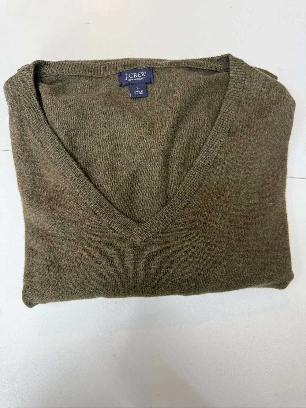 J.Crew Men's V-Neck Sweater Olive size L